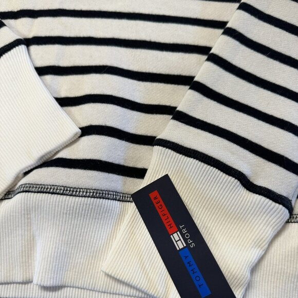 New with Tag Womens Tommy Hilfiger White & Black Striped Soft Sweatshirt Medium - Picture 2 of 5